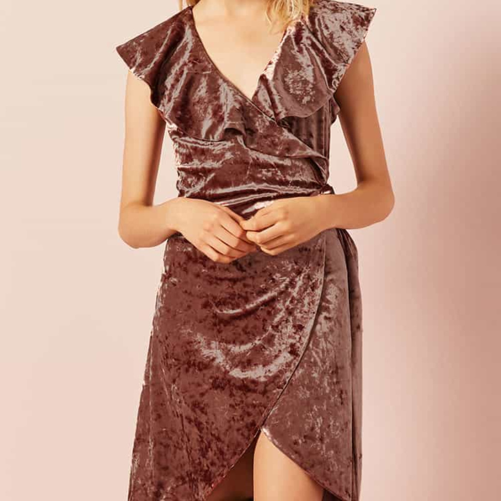 Crushed Velvet Wrap Dress NWT